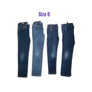 Girls size 6 blue denim jeans jeggings bundle pack of 4 size 6 adjustable waist